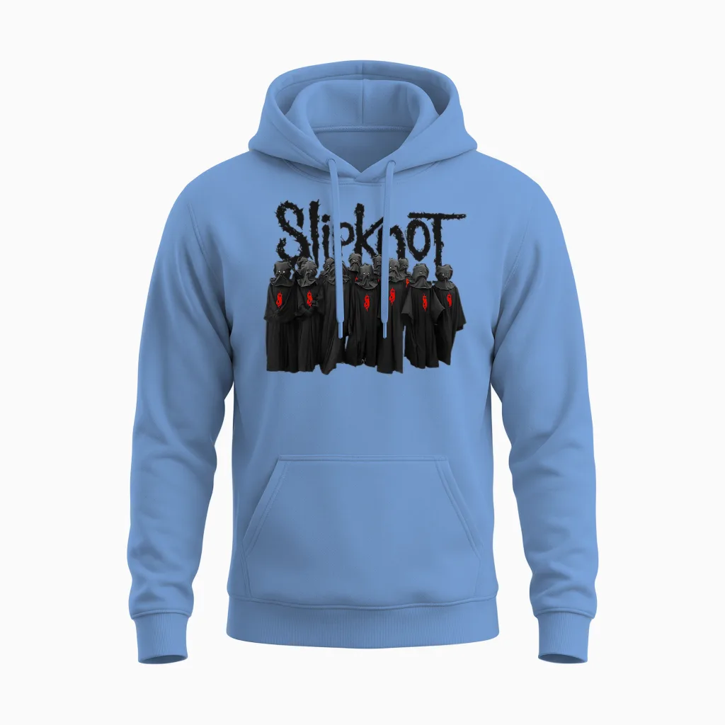 Slipknot Choir Symbol Music Band Back T-Shirt, Black, S Unisex Hoodie in Carolina Blue