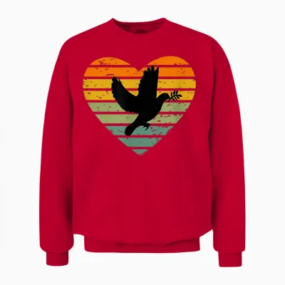 T-Shirt with "i Love Peace Symbol Freedom World Peace Dove of Peace Unisex Sweatshirt - Red