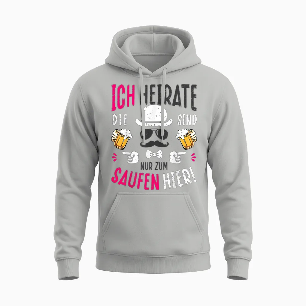 Hen Night T-Shirt Groom Costume Jga Stag Night T-Shirt, Pink Unisex Hoodie in Ash
