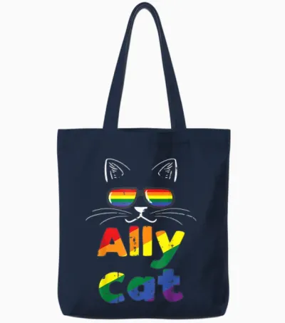 Ally Cat Pride Monat Straight Ally Homosexuell Lgbtq Lgbt Frauen Tote Bags - Navy