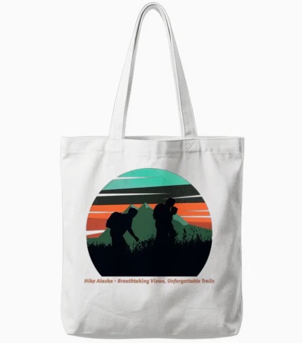 Hike Alaska Hiking & Outdoors Tote Bags in White