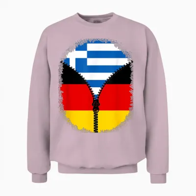 Griechenland Deutschland Flagge Griechisch Deutsch Reißverschluss Unisex Sweatshirt - Light Pink