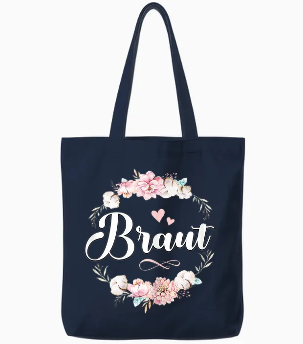 Women's Bridal T-Shirt Jga Women Bride Shirt Party Poltern Bridal T-Shirt, Black Tote Bags in Navy