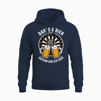 Darts Und Bier Darum Bin Ich Hier Funny Dart Unisex Hoodie - Navy