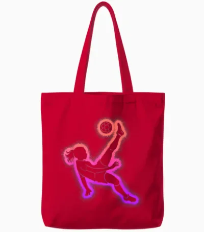 Football Girl's Women's Football T-Shirt, Black Tote Bags - Red