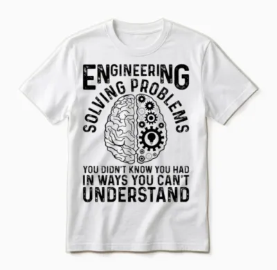Engineer Engineering Gear Brain Technician Enginee Unisex T-Shirt - White
