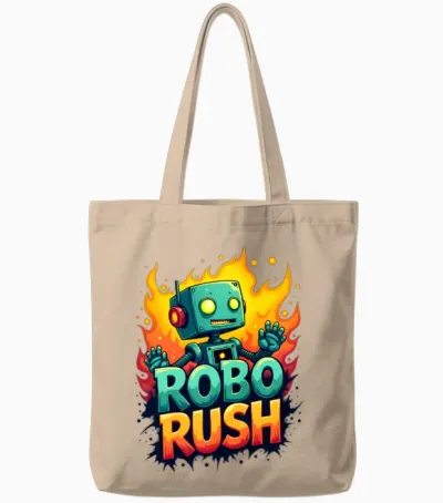 Robo Rush Tote Bags - Natural