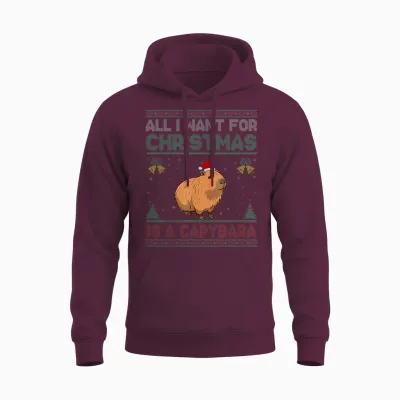 All I Want for Christmas Is a Capybara Ugly Unisex Hoodie - Maroon