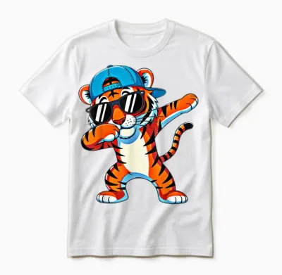 Cute Dabbing Tiger Men Toddler Boys Animal Print Unisex T-Shirt - White