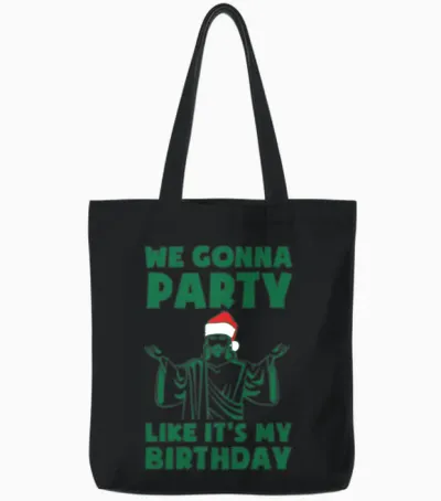 Party Like It's a Christmas Birthday Tote Bags - Black