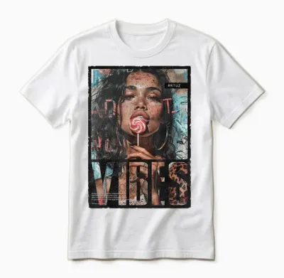Vintage Girl Magazine Cover Sexy Model Pin-Up T-Shirt, Black Unisex T-Shirt - White