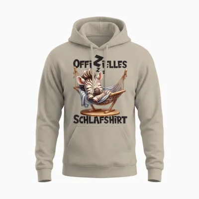 Langschläfer Geschenkidee Spruch Herren Damen Offizielles Schlafshirt Zebra Mit Tier Lustig Tiermotiv Unisex Hoodie - Sand