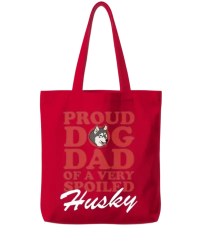 Husky Dogs Dog Dad of a Spoiled Husky Tote Bags - Red
