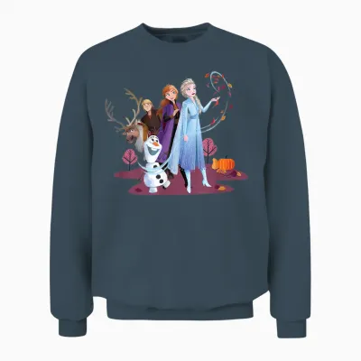 Disney Princess Frozen Elsa Anna Olaf Sven and Kristoff Fall T-Shirt, Black Unisex Sweatshirt - Dark Heather