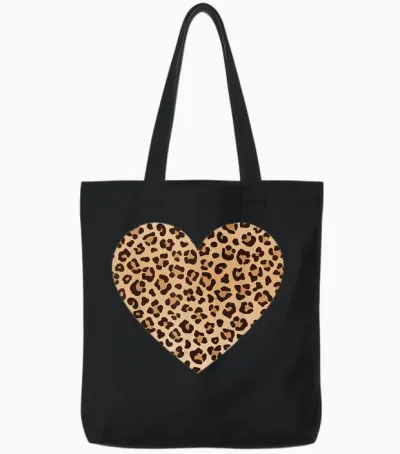 Leo Herz Gepard Leopard Motiv Leopardenmuster Für Damen Tote Bags - Black