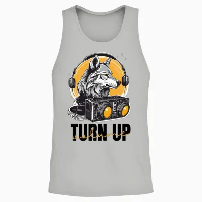 Turn Up Volume , Wolf Music Unisex Tank Top - Ash