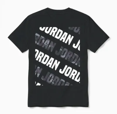 Diagonal Jordan Pattern Design Gift Grey Camouflage Print Unisex T-Shirt - Black