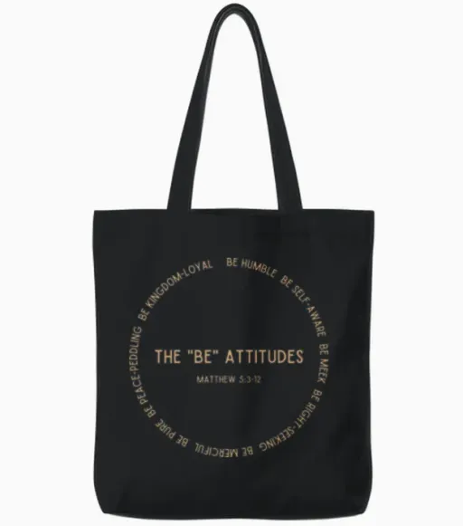 Be Attitudes Christian Tote Bags - Black