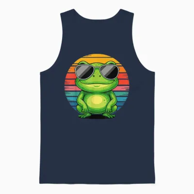 Retro Frosch Mit Sonnenbrille Frosch Vintage Style Unisex Tank Top - Navy