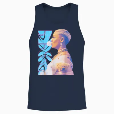 P! Bubble Eraser Nk T-Shirt, Black, S Unisex Tank Top - Navy