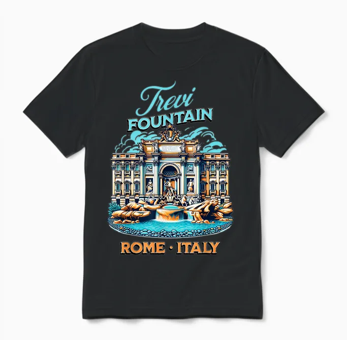 Fontaine De Trevi Rome Italie Vacances Européennes Fontana Di Trevi Unisex T-Shirt in Black