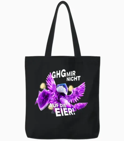 T-Shirt with German Text "bastighg Mir Nicht Auf Die Eiermooig Mies Drauf Nerven" [german Language] Tote Bags - Black