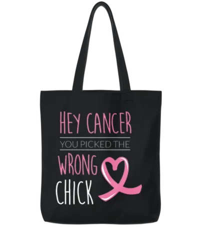 Breast Cancer Picked the Wrong Chick Tote Bags - Black