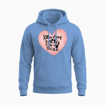 'kitten Love' Cat Petlove Heart Gd Unisex Hoodie - Carolina Blue