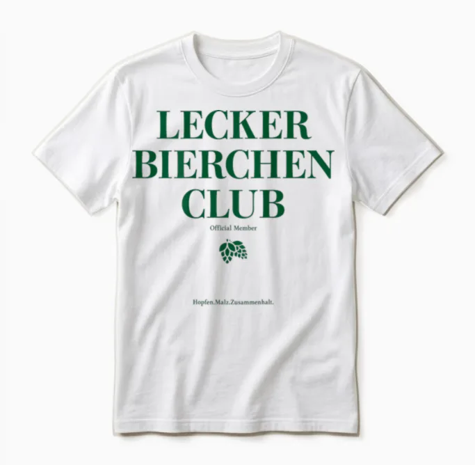 Lecker Bierchen Club Hopfen Malz Zusammenhalt Bier Backprint Unisex T-Shirt in White