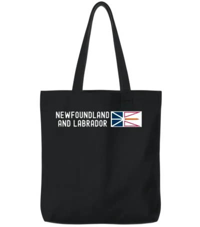 Newfoundland and Labrador Flag | Canada Provinces Tote Bags - Black