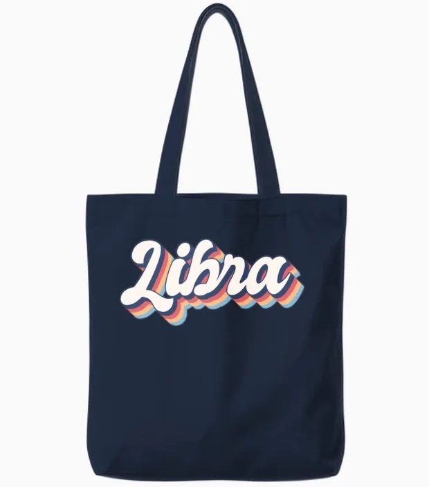 Retro Libra 1 Tote Bags - Navy