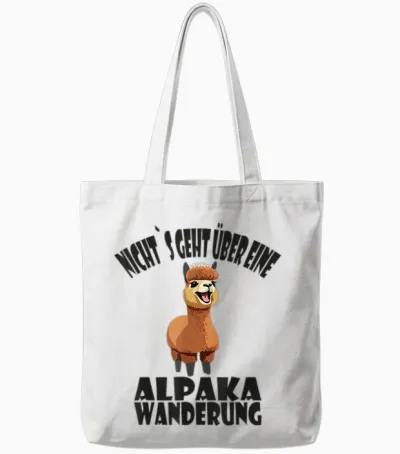 Alpaca Hiking, Funny Alpaca and Lama Saying T-Shirt, White Tote Bags - White