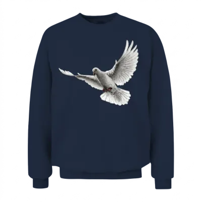 Dove in Flight Illustration Unisex Sweatshirt - Navy