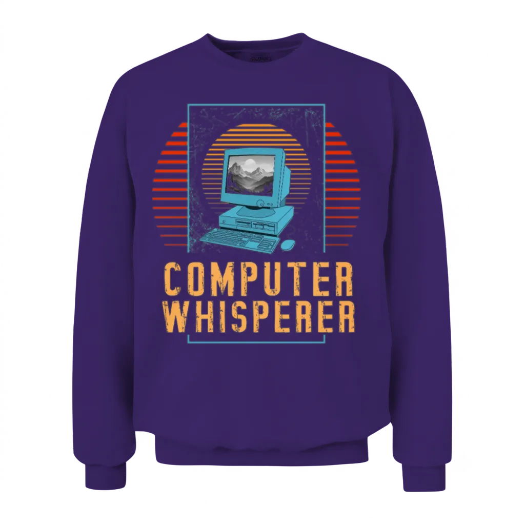 Retro Computer Whisperer Unisex Sweatshirt - Purple