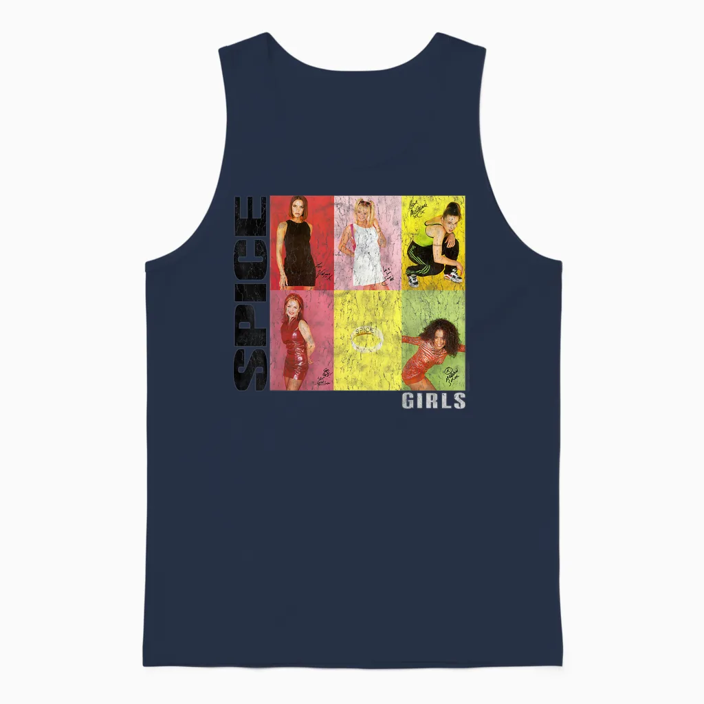 Official Spice Girls Signitures Unisex Tank Top in Navy