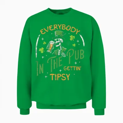 Everybody Irish Skeleton Funny St Patricks Day Men Women Unisex Sweatshirt - Irish Green