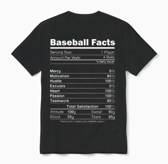 Baseball Facts & Softball Gift Unisex T-Shirt in Black