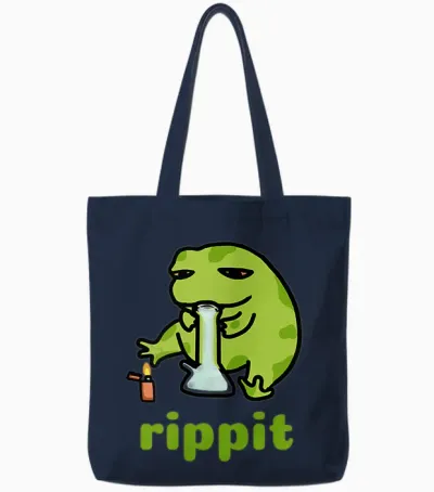 Rippit Stoner Frog | Weed, Marijuana Smoker, Cannabis 420 Tote Bags - Navy