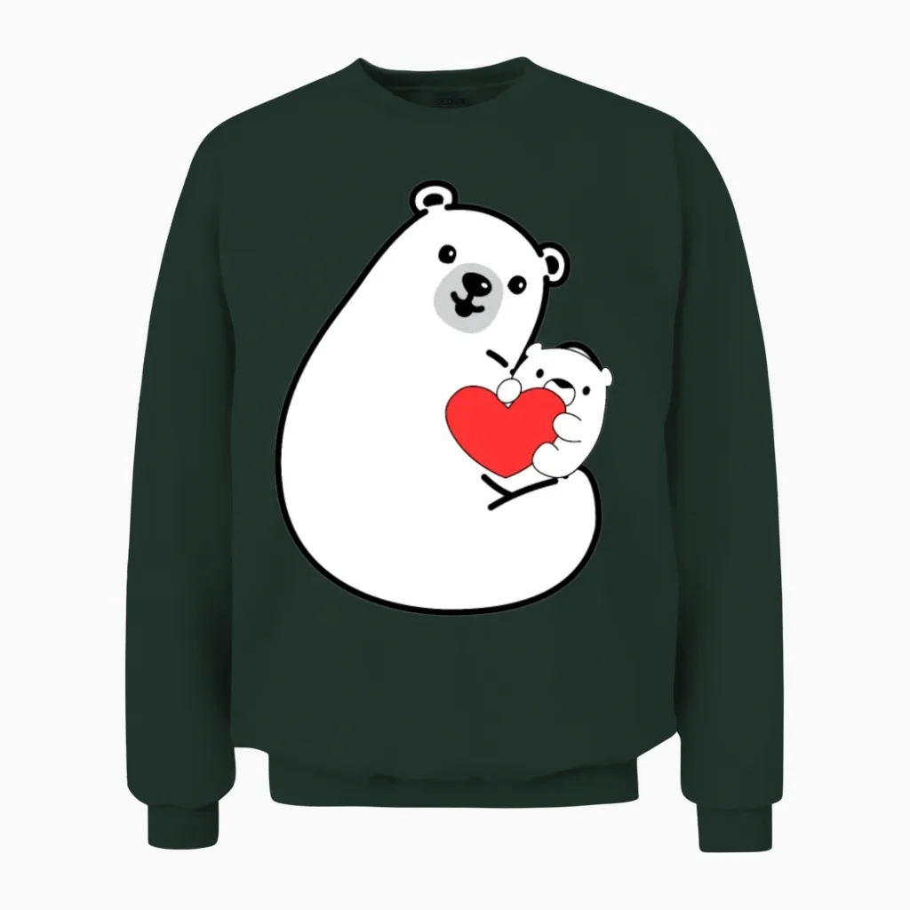 Cute Polar Bears Wildlife Unisex Sweatshirt in Forest