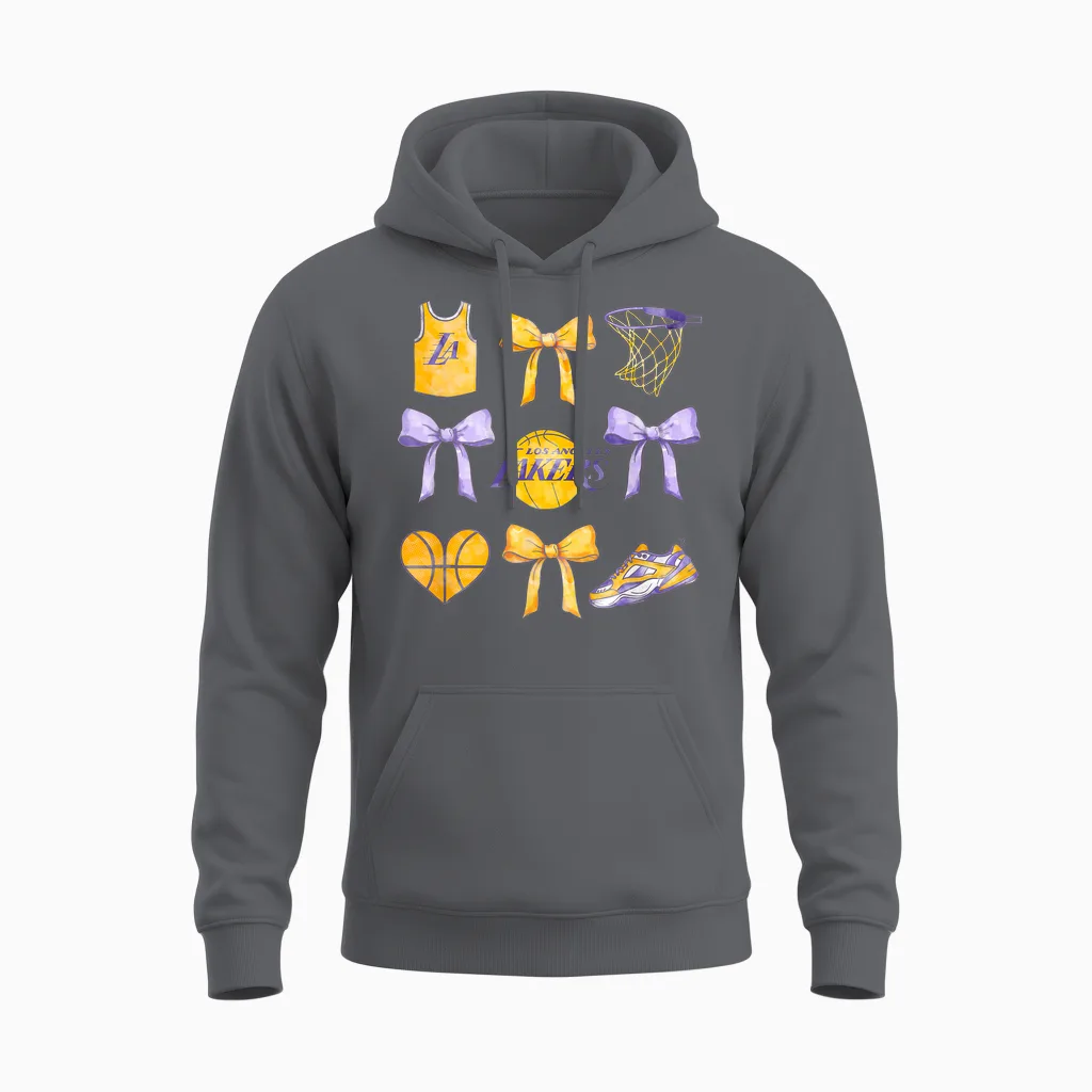 Nba Los Angeles Lakers Bow Grid Unisex Hoodie in Charcoal