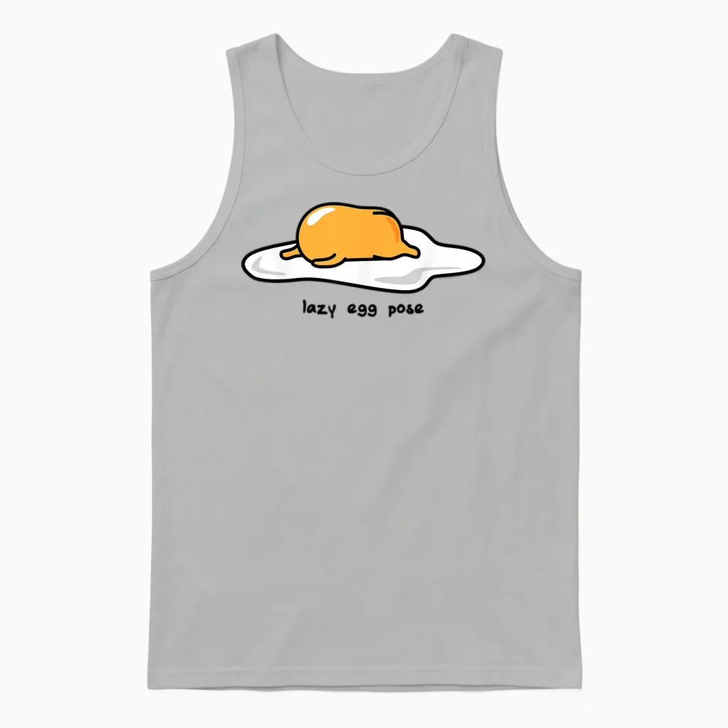 Gudetama the Lazy Egg Yoga Pose T-Shirt Small Unisex Tank Top in Ash