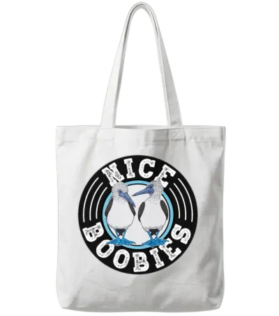 Nice Boobies Adult Humor Halloween Gift Booby Bird Tote Bags - White