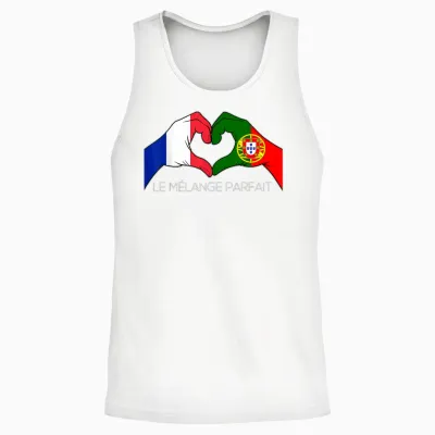 France and Portugal French Portuguese Le Mélange Parfait Coeur T-Shirt, Black, S Unisex Tank Top - White