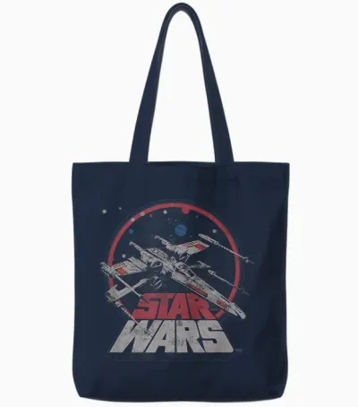 Star Wars X-Wing Starfighter Vintage T-Shirt, Black Tote Bags - Navy