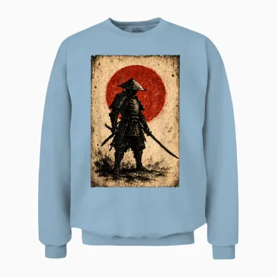 Vintage Samurai Art Japanese Fighter Samurai Unisex Sweatshirt - Light Blue