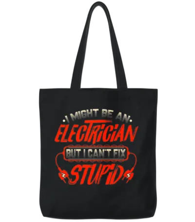 Funny Electrician Tote Bags - Black