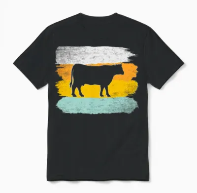 Cow Retro Unisex T-Shirt - Black