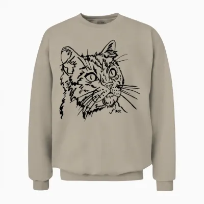 Cat Face Unisex Sweatshirt - Sand