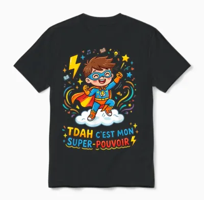 Humour Tdah C'est Mon Super Pouvoir Unisex T-Shirt - Black