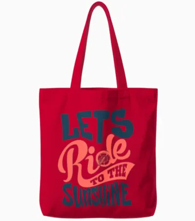 Lets-Ride-To-The-Sunshine-Inscription Tote Bags - Red